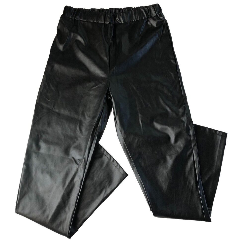 Faux Leather Women’s Pants Pull On Black Size XXL